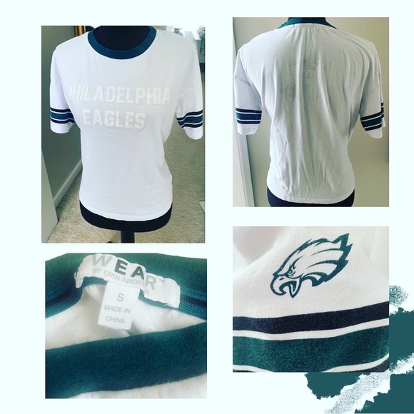 WEAR by ERIN ANDREWS - Philadelphia Eagles Women's Cropped T Shirt - Picture 2 of 2